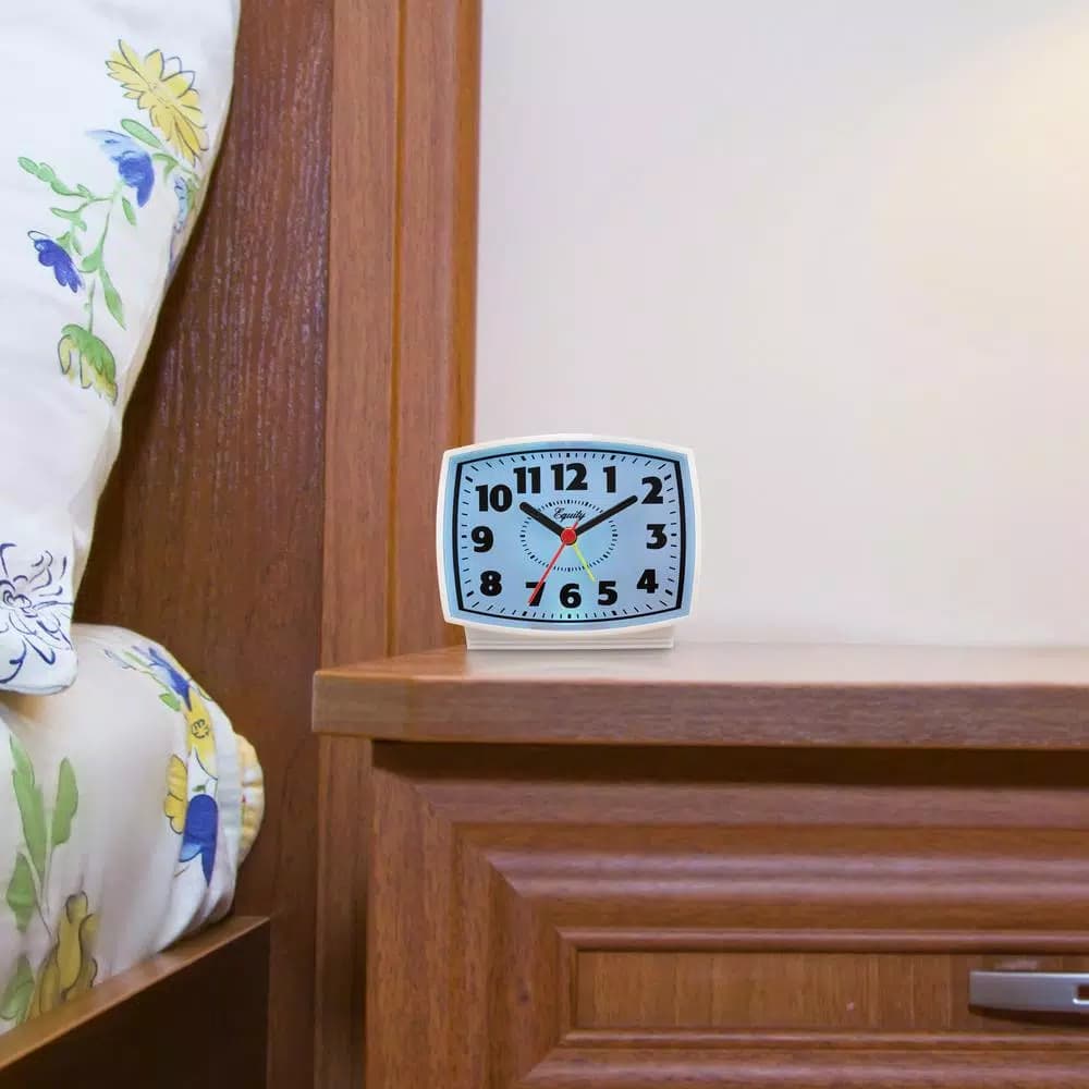 Equity by La Crosse 3 in. Analog Electric Alarm Clock with Backlight, White