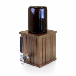 Picnic Time Growler Tap Beverage Dispenser with 64 oz. Amber Glass Growler and Acacia Wood Base thumbnail 1