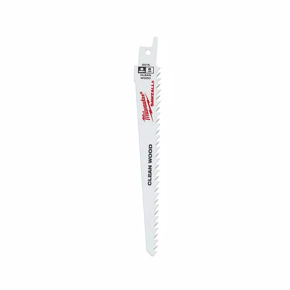 Milwaukee 6 in. 6 TPI Wood Cutting Reciprocating Saw Blades, 5-Pack