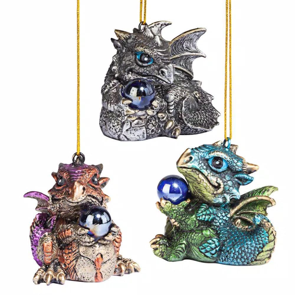Design Toscano Three Dragon Virtues Gothic Holiday Ornament Set, 3-Piece