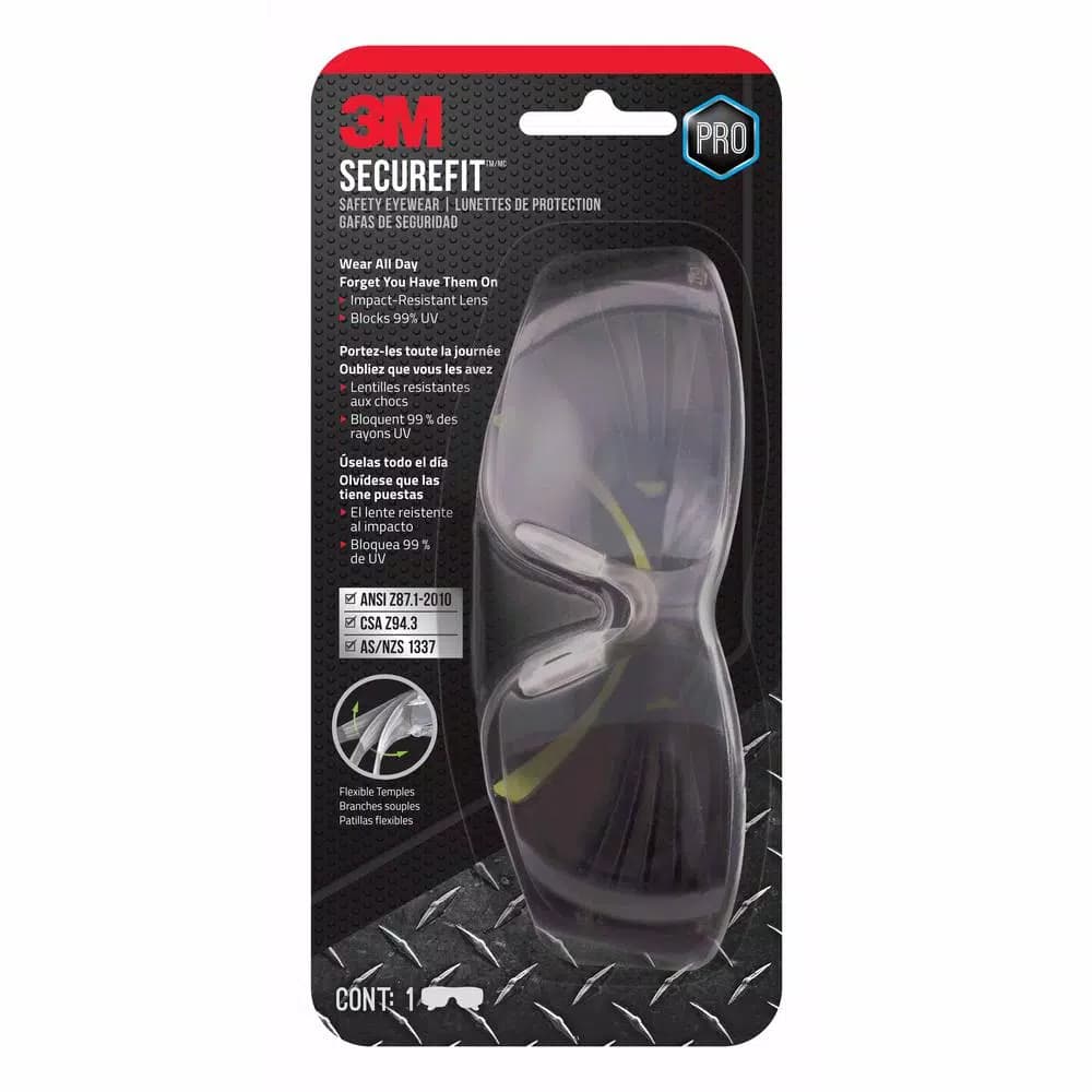 3M SecureFit 400 Mirror Lens Safety Glasses, Anti-Scratch & UV Protection (6-Pack)