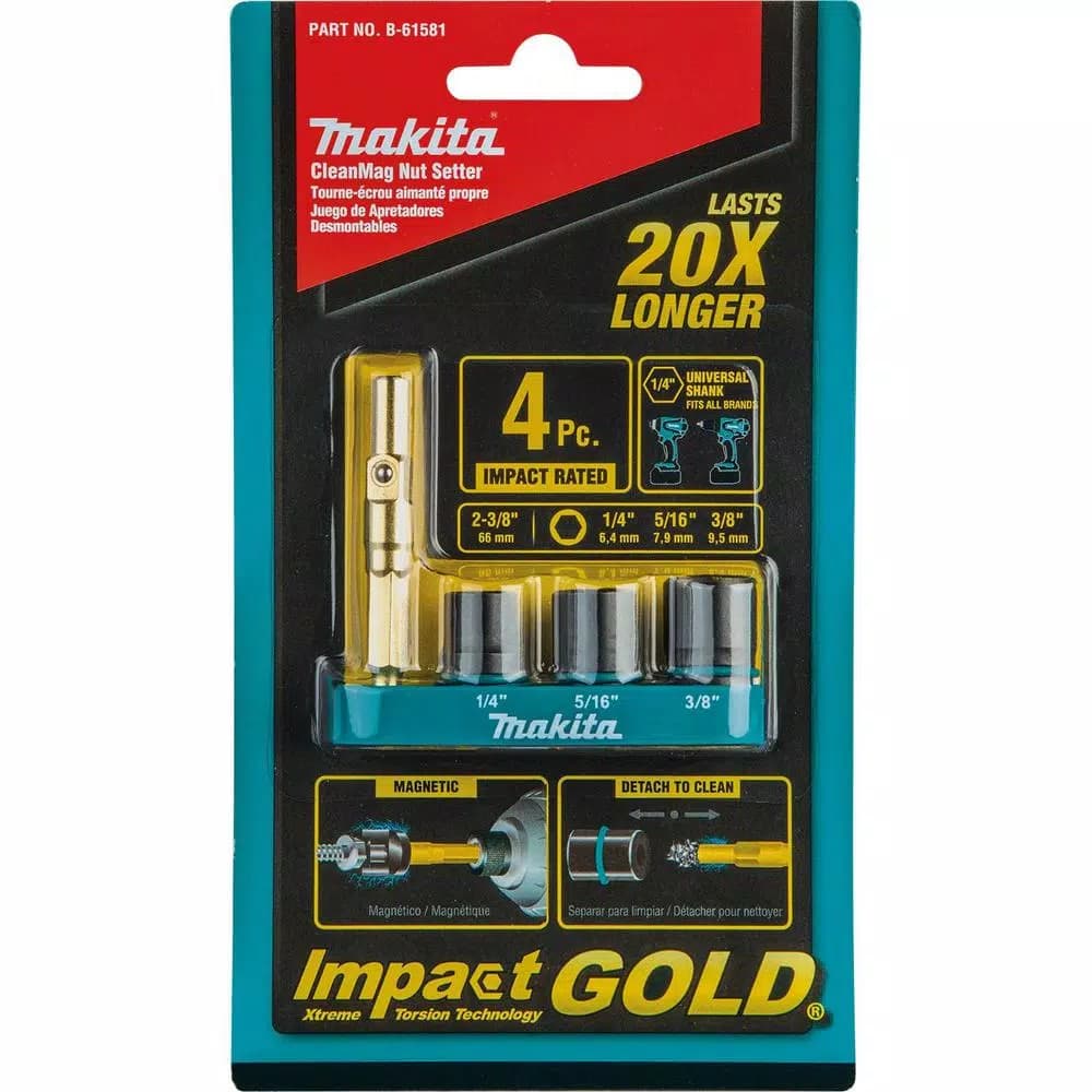 Makita Impact GOLD Detachable Nut Setter Set, 3-Piece Hex Shank