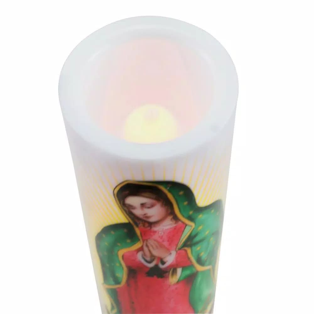 Stonebriar Collection 8 in. Virgin of Guadalupe LED Flameless Prayer Candle