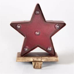 Glitzhome 8.48 in. Marquee LED Star Christmas Stocking Holder - Red Steel Decor thumbnail 3