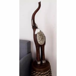 LITTON LANE 38 in. Elephant Decorative Sculpture with Raised Trunk - Brown and Silver Polystone Statuary thumbnail 7