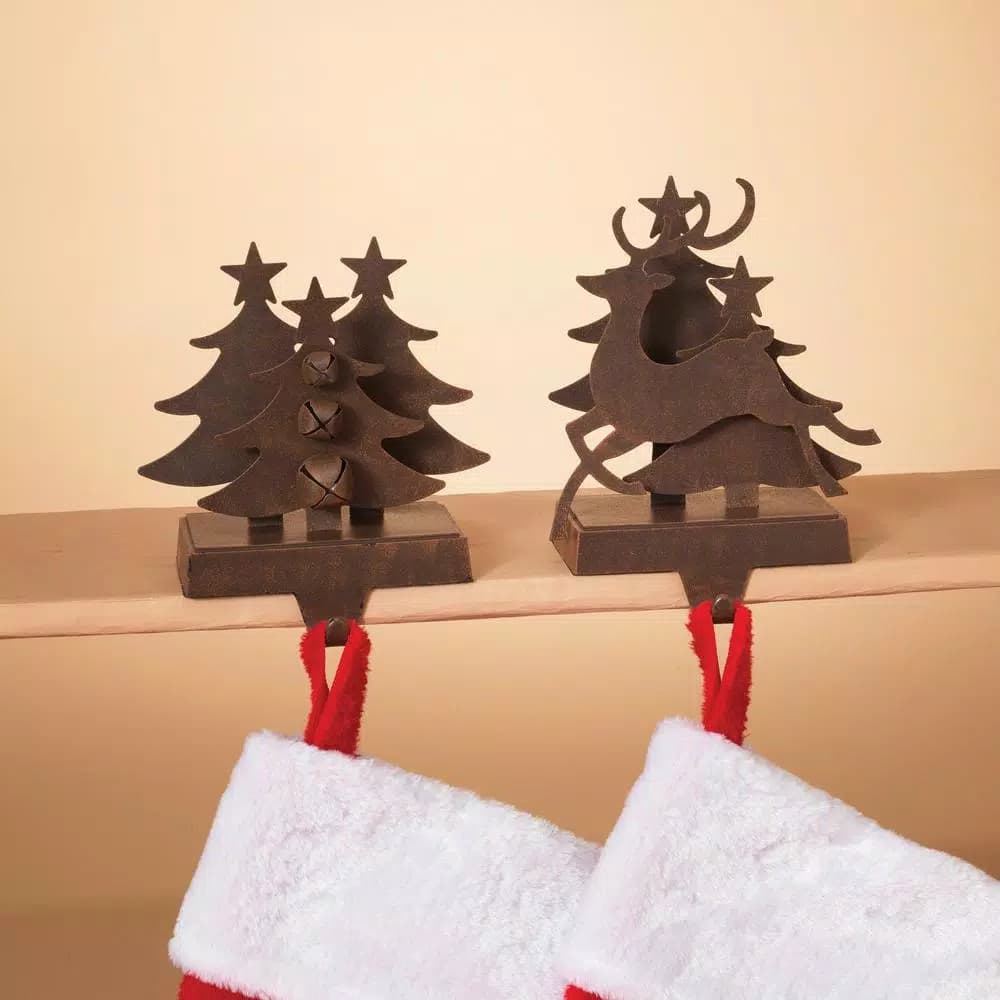 Unbranded 6.5 in. Traditional Metal Christmas Stocking Holders, Set of 2