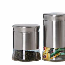 Home Basics Essence 4-Piece Stainless Steel Canister Set with Glass Base thumbnail 2