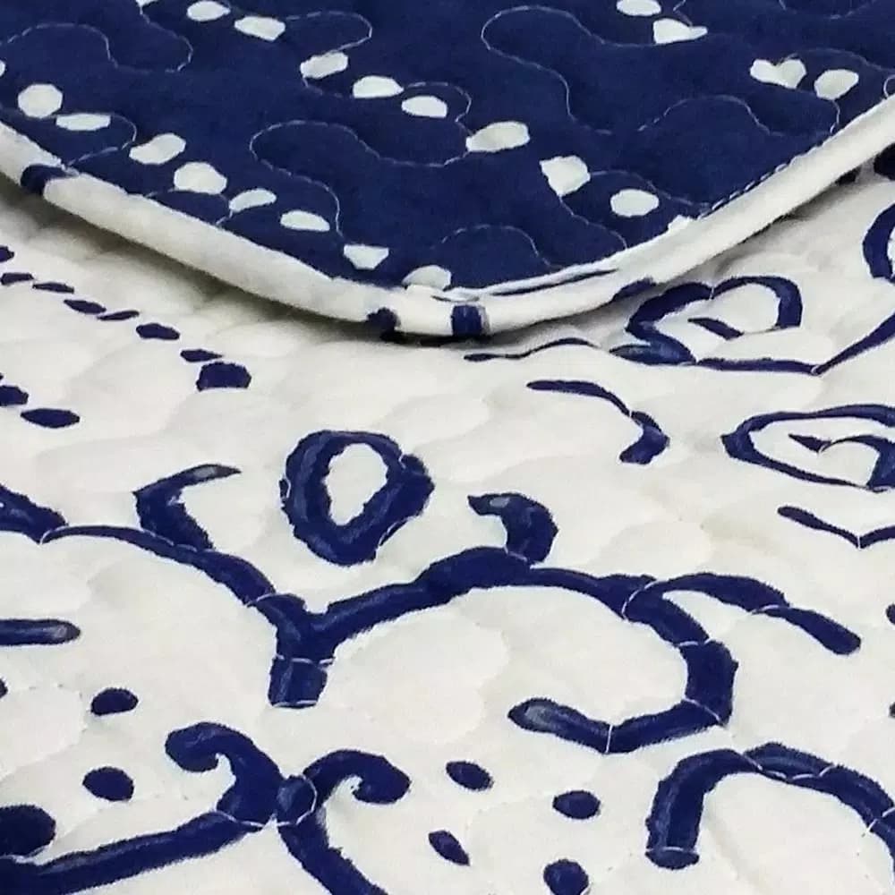 Lush Decor Monique Blue Geometric Patchwork Cotton Throw Blanket