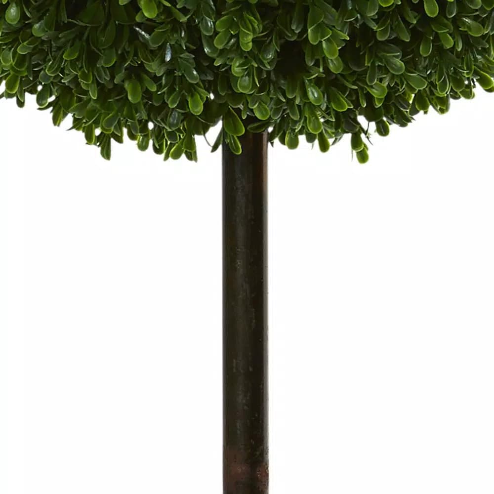 Nearly Natural 42 in. UV Resistant Artificial Boxwood Double Ball Topiary Tree with Black Pot