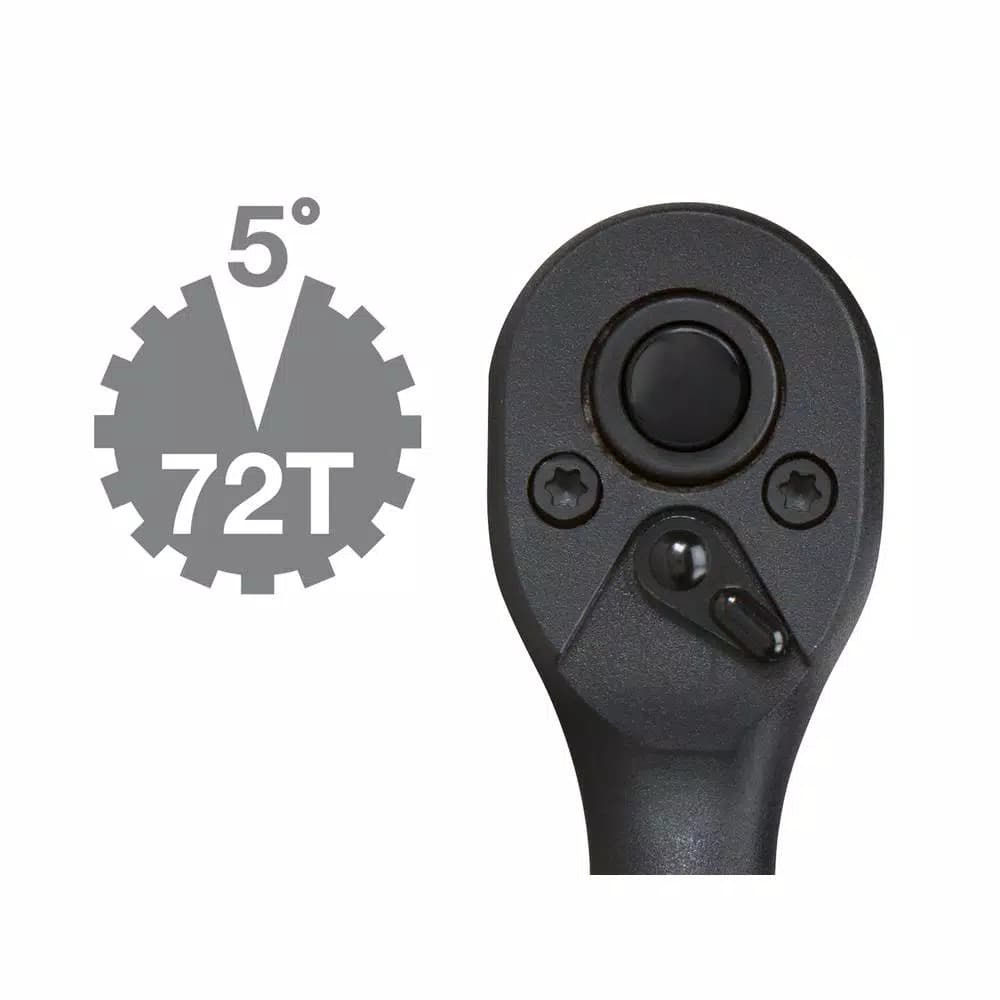 TEKTON 1/4 in. Drive 5 in. Composite Ratchet with 72-Tooth Gear