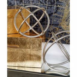 LITTON LANE Silver Nickel Aluminum Ring Decorative Orbs, Set of 2 - Modern Geometric Sculptures thumbnail 1