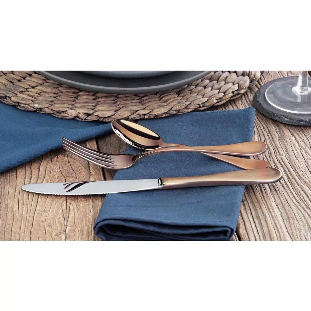 Artaste Rain 36-Piece 18/10 Stainless Steel Flatware Set, Antique Copper Finish, Service for 12