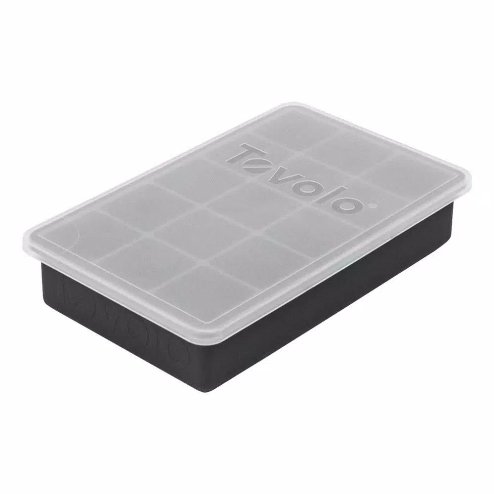 Tovolo Perfect Cube Silicone Ice Mold Tray with Lid, 1.25 in. Cubes for Whiskey and Cocktails