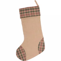 VHC Brands 20 in. Clement Deep Red Rustic Christmas Decor Tree Appliqued Stocking thumbnail 2