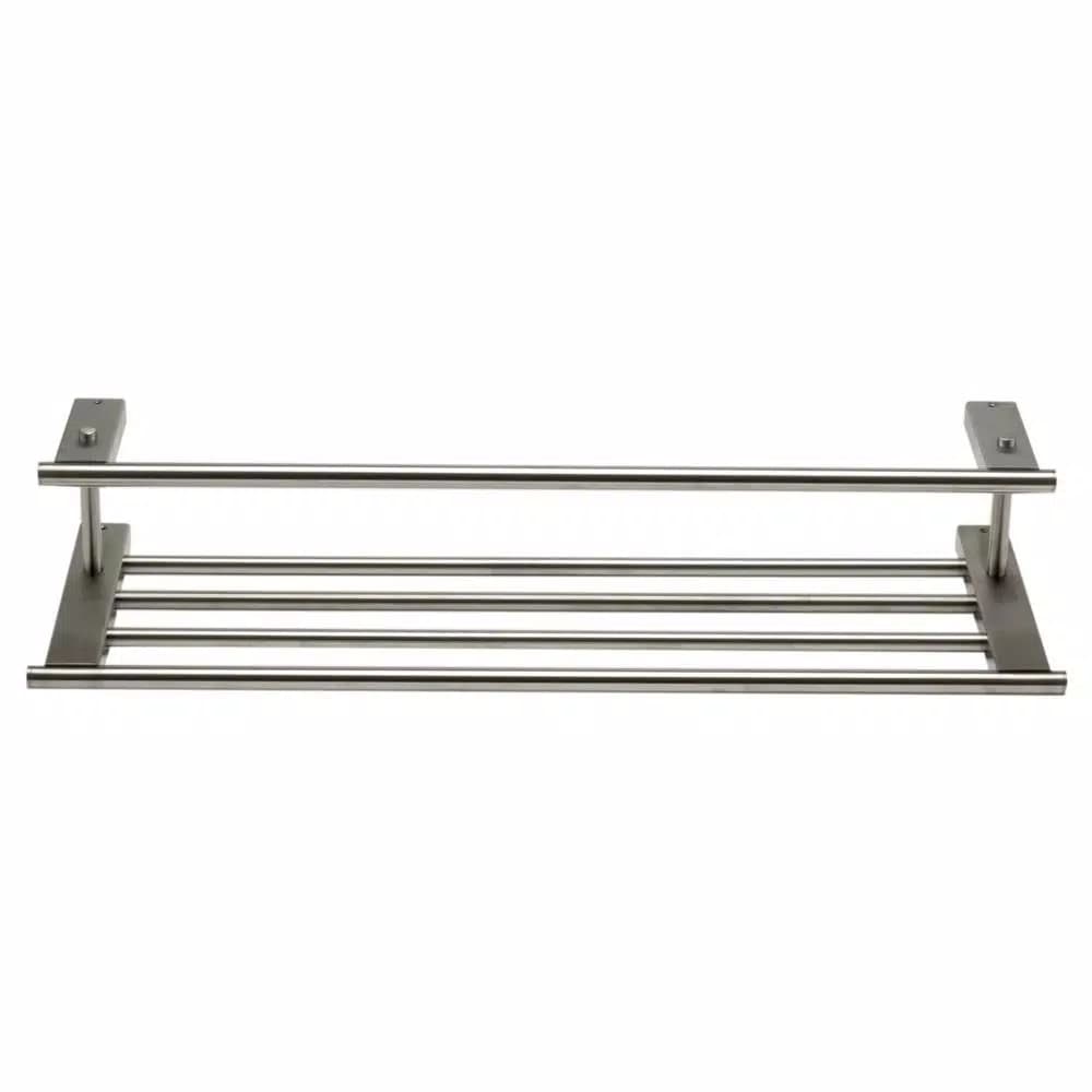 ALFI BRAND 25.88 in. Wall Mount Towel Rack with Shelf, Brushed Nickel