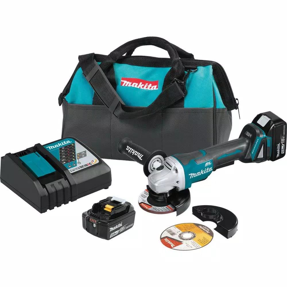 Makita 18V LXT Brushless 5 in. Cordless Angle Grinder Kit with 5.0Ah Battery & Charger