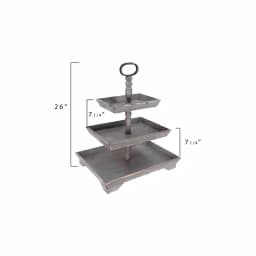 3R Studios Bungalow Lane Grey 3-Tier Decorative Tray with Distressed Wood & Metal Construction thumbnail 4