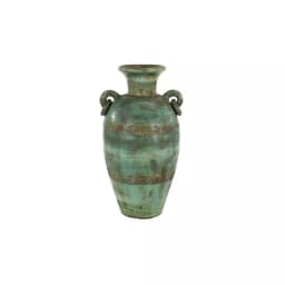 LITTON LANE 23-Inch Distressed Ceramic Amphora Vase - Green, Black, and Yellow Mediterranean Style Floor Vase thumbnail 1