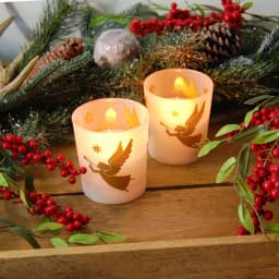 LUMABASE Gold Angels Battery Operated LED Candles with Timer, Frosted Glass and Genuine Wax, 2-Count thumbnail 4