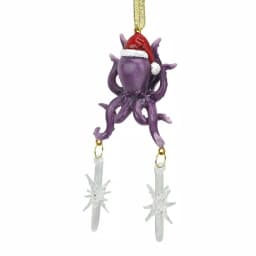 Design Toscano 5.5 in. Tenacious Tentacles Octopus Holiday Ornament with Santa Hat thumbnail 1