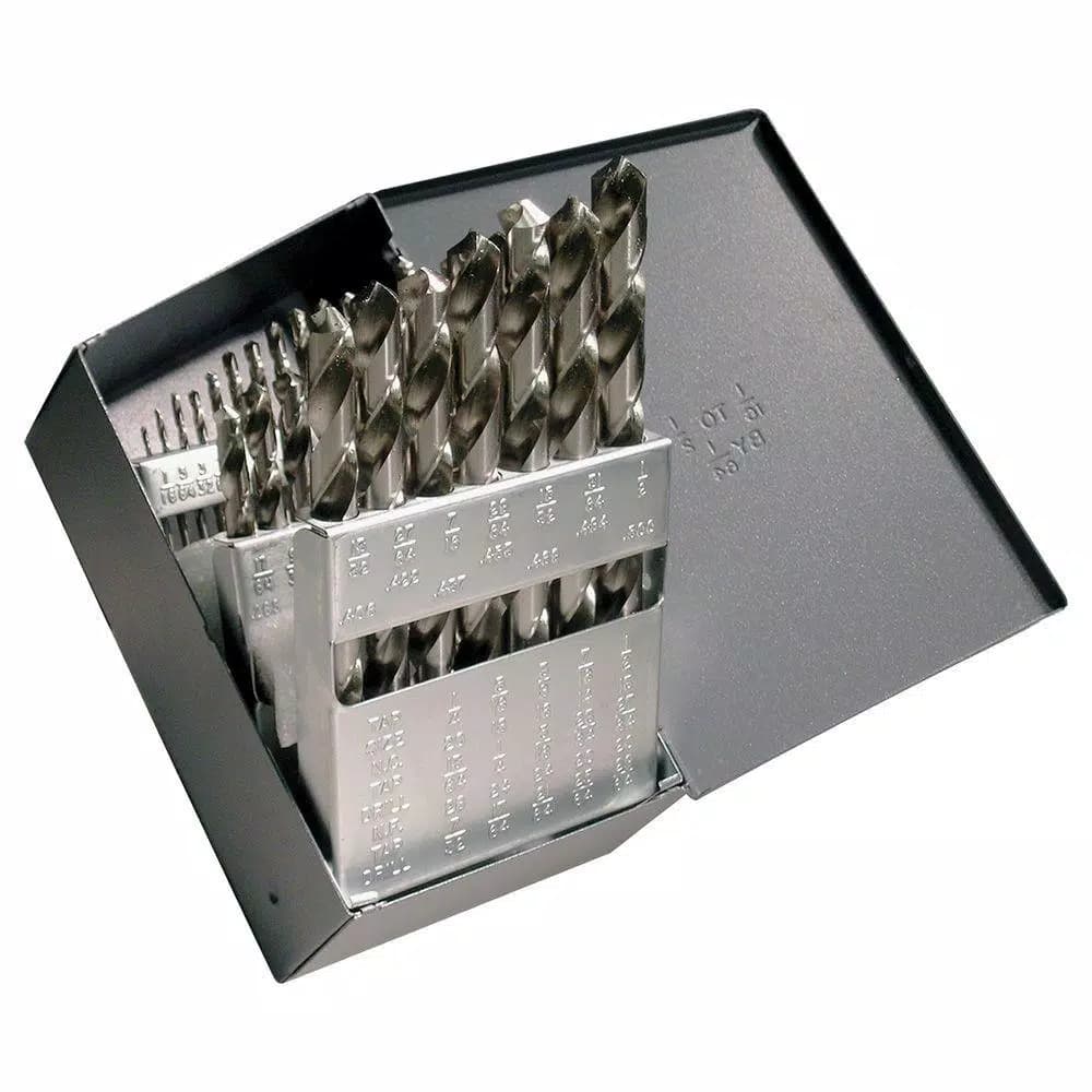 CLE-LINE 29-Piece High Speed Steel Jobber Length Twist Drill Bit Set with Metal Index