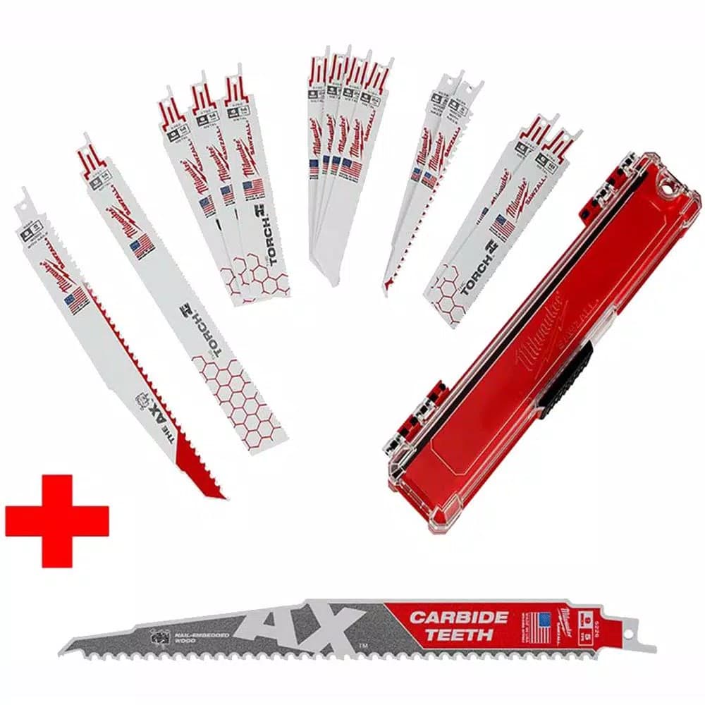 Milwaukee SAWZALL Reciprocating Saw Blade Set, 14-Piece with 9 in. AX Carbide Demo Blade