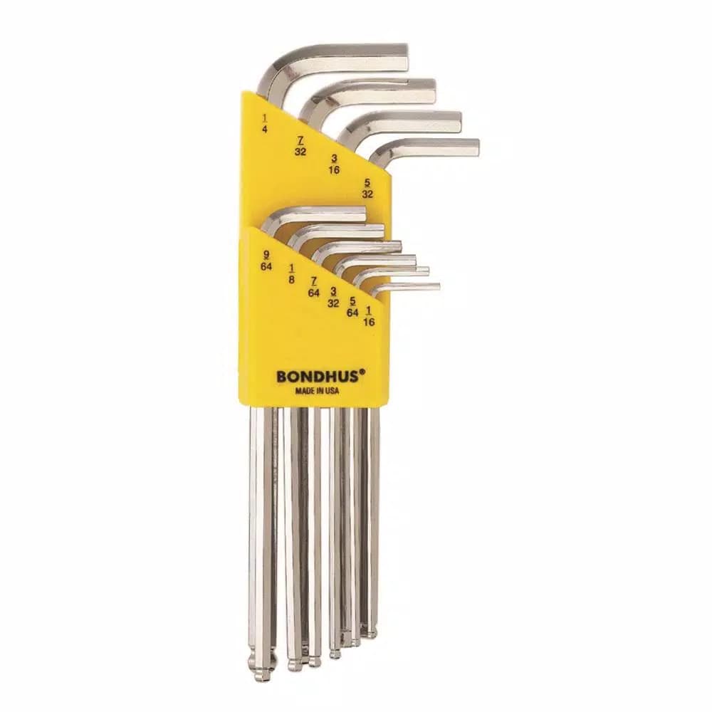 Bondhus 10-Piece SAE Ball End Long Arm L-Wrench Set with BriteGuard Finish