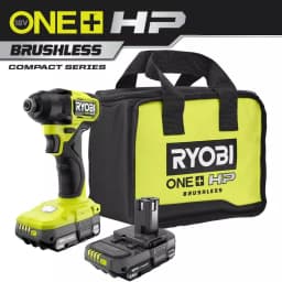 RYOBI ONE+ HP 18V Brushless 1/4 in. Compact Impact Driver Kit with (2) 1.5 Ah Batteries, Charger, and Bag thumbnail 1