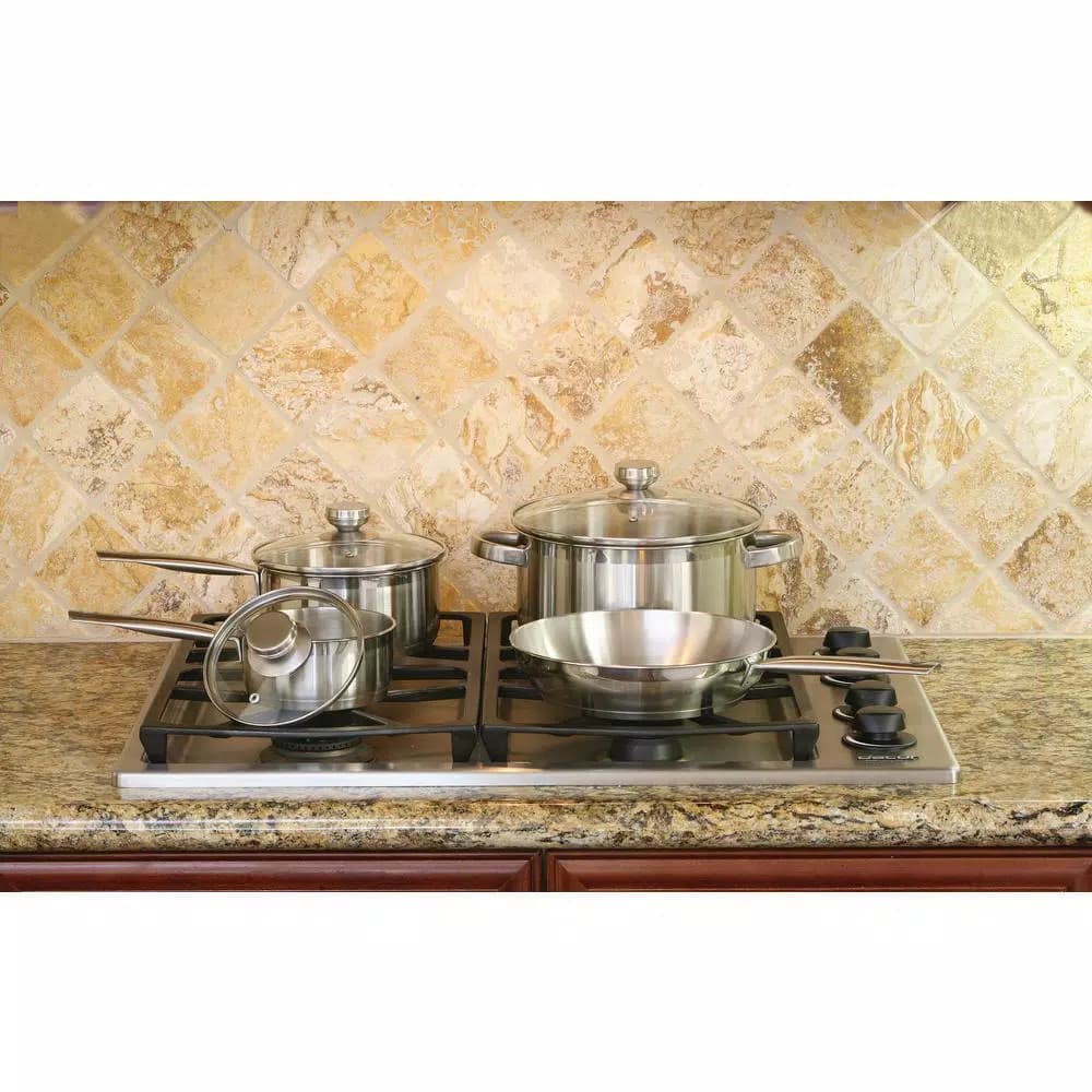 ExcelSteel 7-Piece 18/10 Stainless Steel Cookware Set with Brushed Finish
