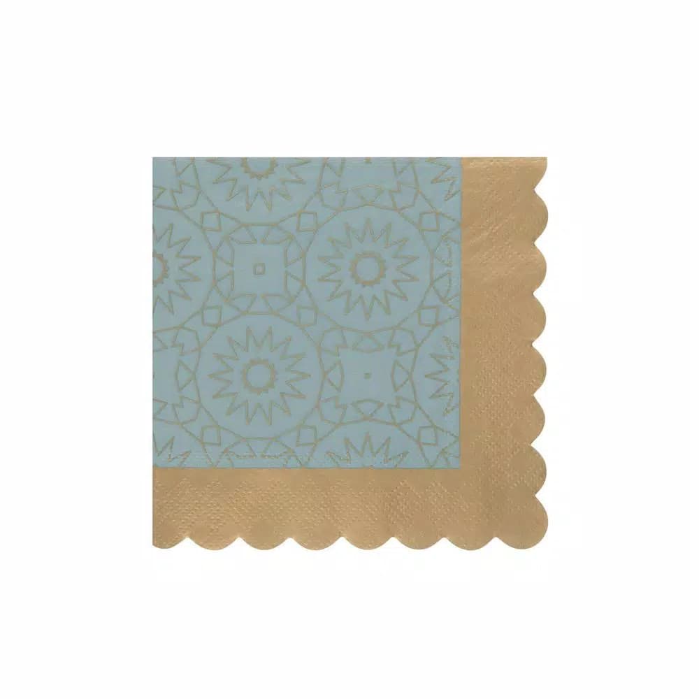 Sugar Plum Party SugarPlum Collection 32-Piece Blue and Gold Assorted Disposable Cocktail Paper Napkins