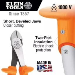 Klein Tools 8 in. Insulated High Leverage Diagonal Cutting Pliers, 1000V Rated thumbnail 2