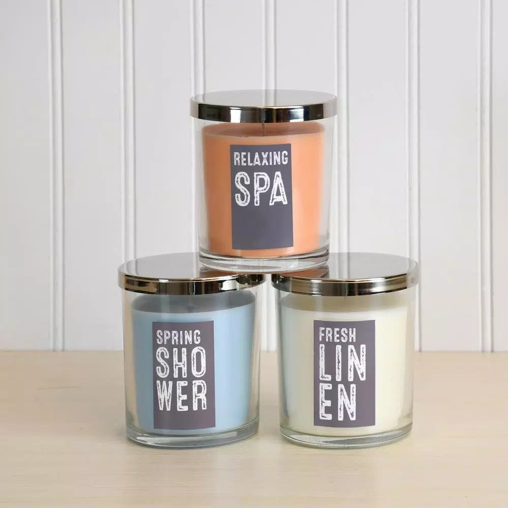 LUMABASE Fresh Collection Scented Candles Set of 3 - 10 oz. Glass Jars