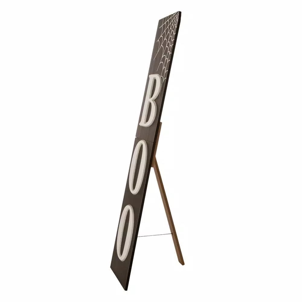 Glitzhome 47.83 in. Wooden BOO Porch Sign with Spider Web Halloween Decor