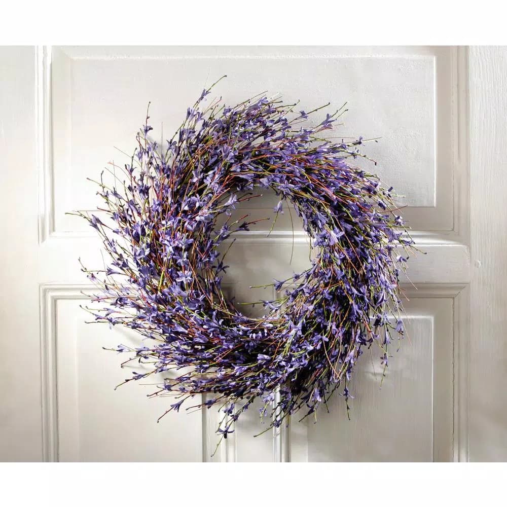 Unbranded 19.7 in. Lavender-Inspired Purple Dried Flower Wreath, Cottage Style