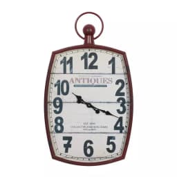 LITTON LANE 33 in. x 19 in. Antique Reproduction Style Wall Clock - Rustic Distressed Red & White thumbnail 1