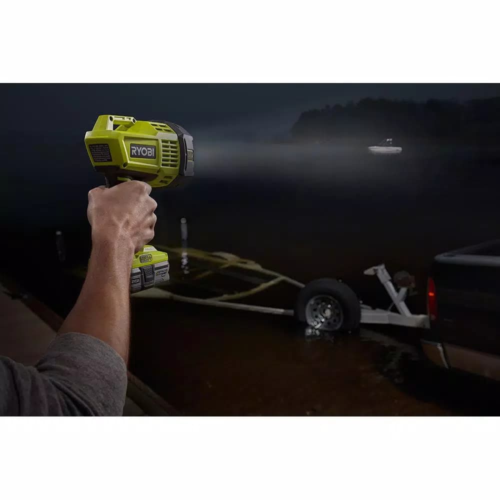 RYOBI 18V ONE+ Hybrid LED Spotlight with 12V Automotive Cord, 2500 Lumens