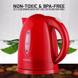 Ovente KP72R 1.7L Electric Kettle, 1100W Fast Boiling Water Kettle with Auto Shut-Off, Red thumbnail 2