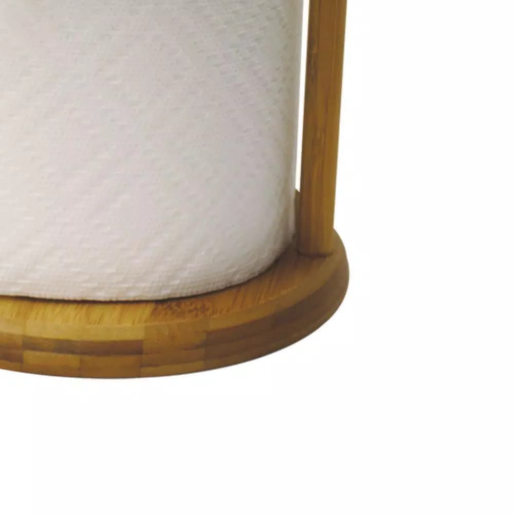 Home Basics Bamboo Paper Towel Holder - Natural Honey Finish Vertical Stand