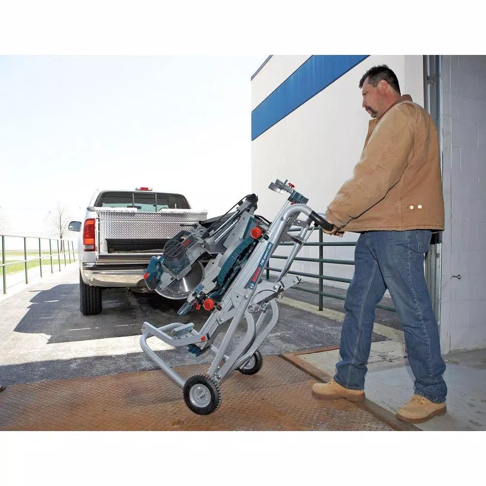 Bosch T4B Gravity Rise Miter Saw Stand with Wheels and Rapid-Release Mounts
