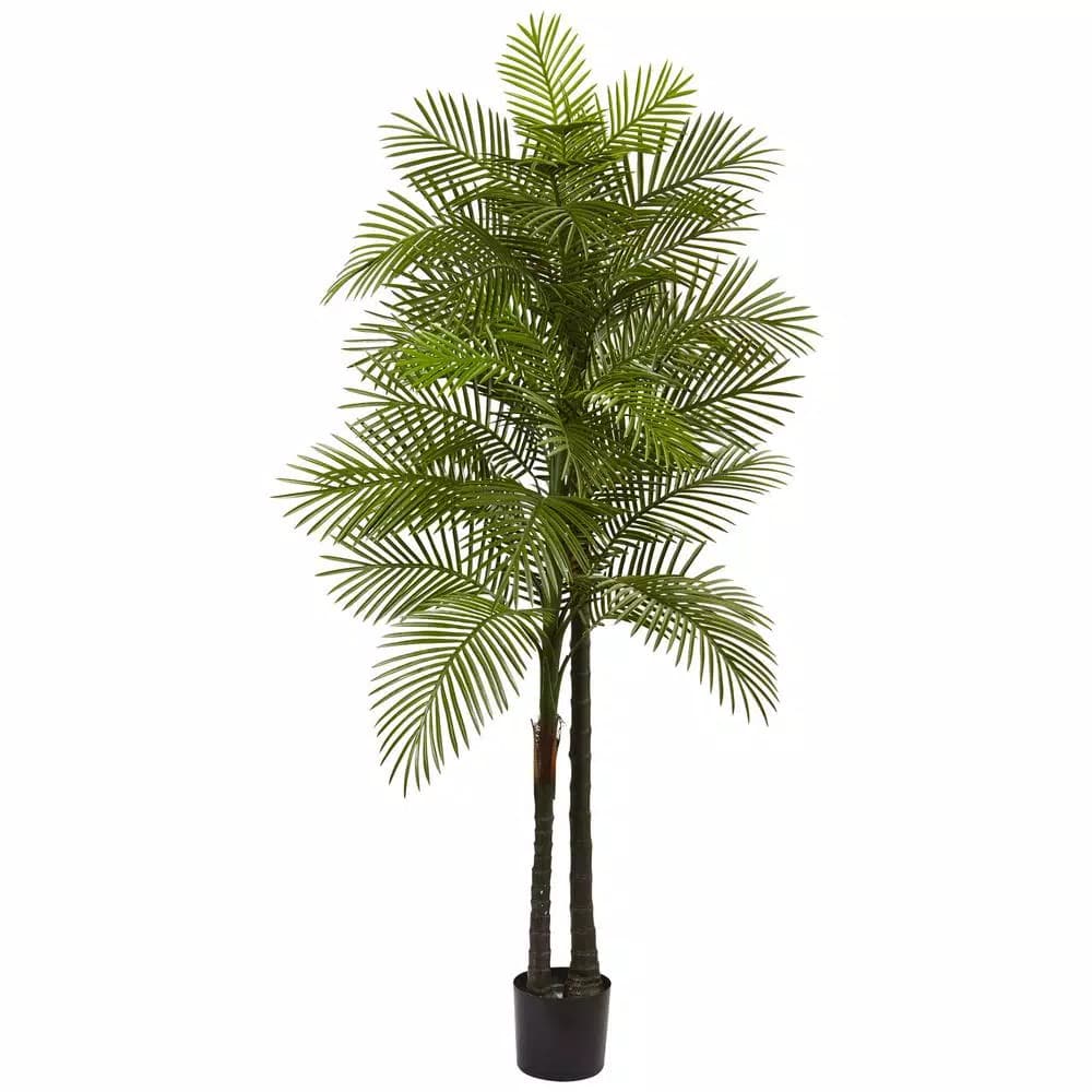 Nearly Natural 7 ft. Robellini Double Palm Tree - UV Resistant Artificial Tropical Plant for Indoor and Outdoor Use