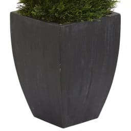 Nearly Natural 5 ft. Artificial Double Pond Cypress Spiral Topiary in Black Wash Planter thumbnail 3