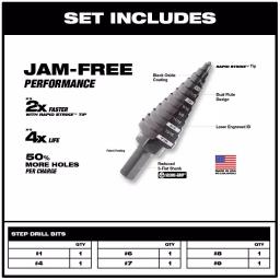 Milwaukee 21-Piece Black Oxide Step Drill Bit and Cobalt Twist Drill Bit Set thumbnail 2