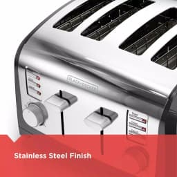 BLACK+DECKER 4-Slice Stainless Steel Wide Slot Toaster with Crumb Tray thumbnail 5
