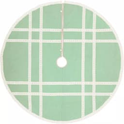 VHC Brands 60 in. Mint Margot Farmhouse Christmas Tree Skirt with Diamond Cut Lace thumbnail 1