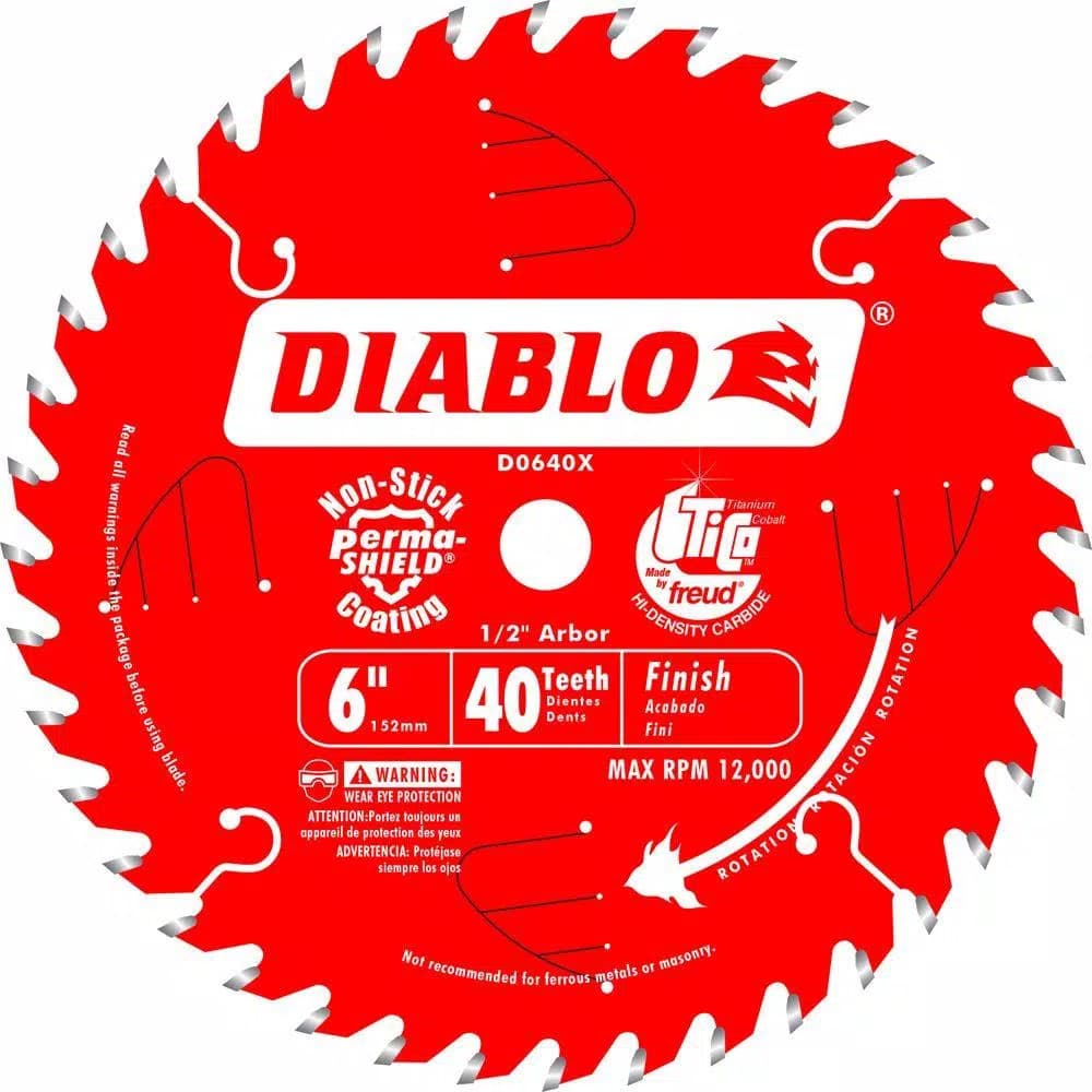 Diablo 6 in. x 40-Tooth Finish Saw Boss Circular Saw Blade, TiCo Carbide