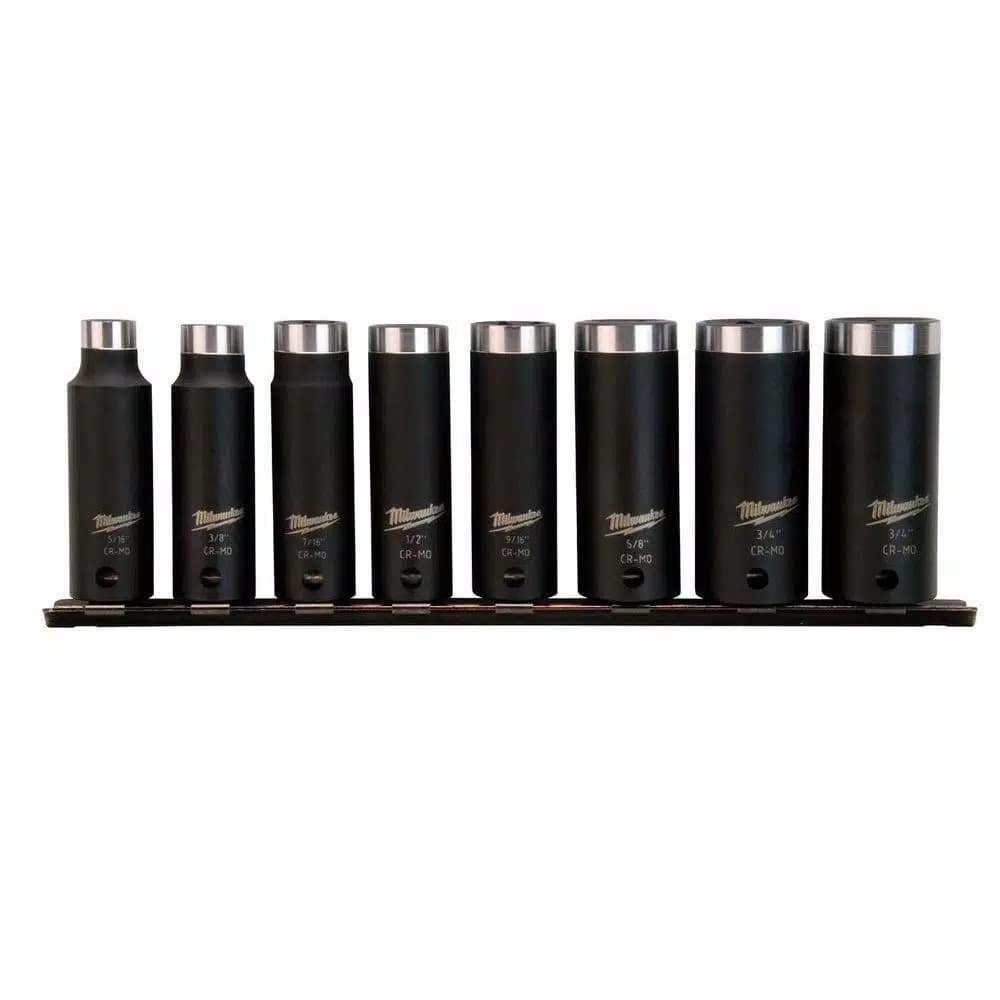 Milwaukee SHOCKWAVE 3/8 in. Drive SAE Deep Well Impact Socket Set, 8-Piece