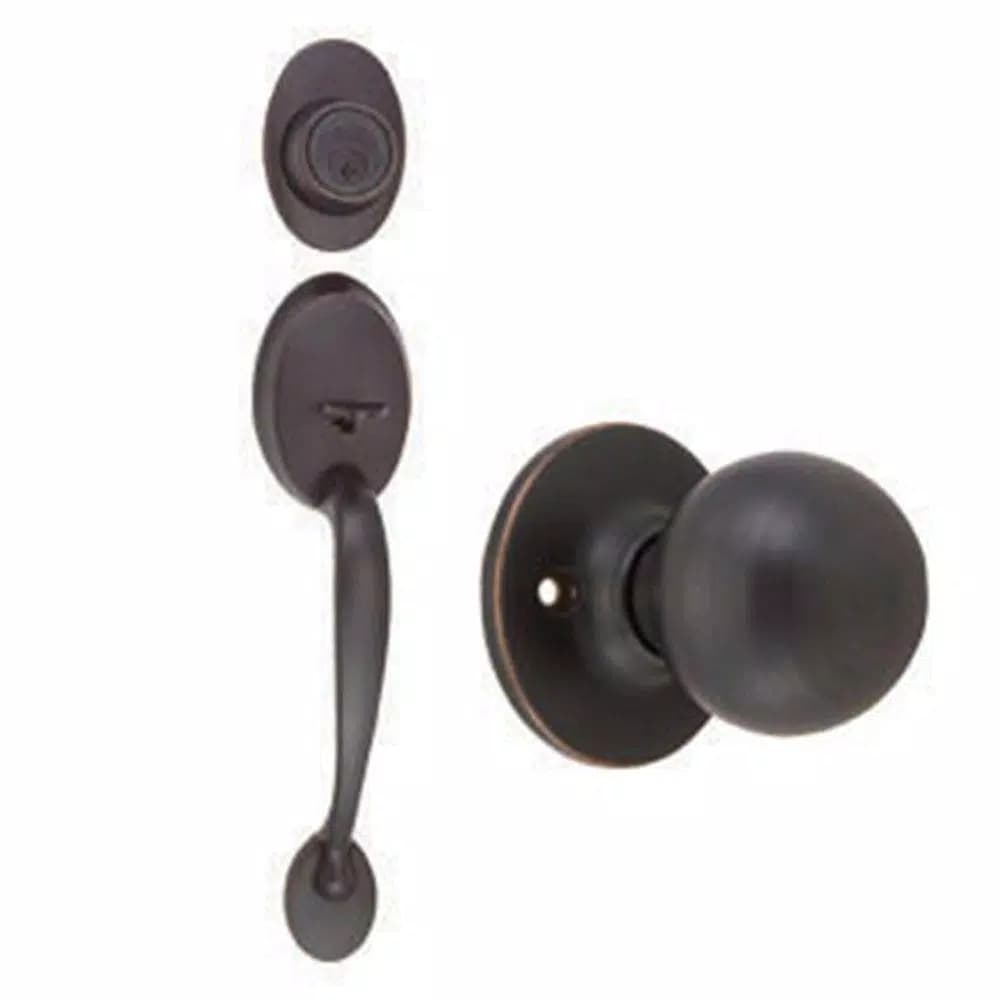 Design House Coventry Oil-Rubbed Bronze Entry Handleset with Ball Knob Interior and Single Cylinder Deadbolt