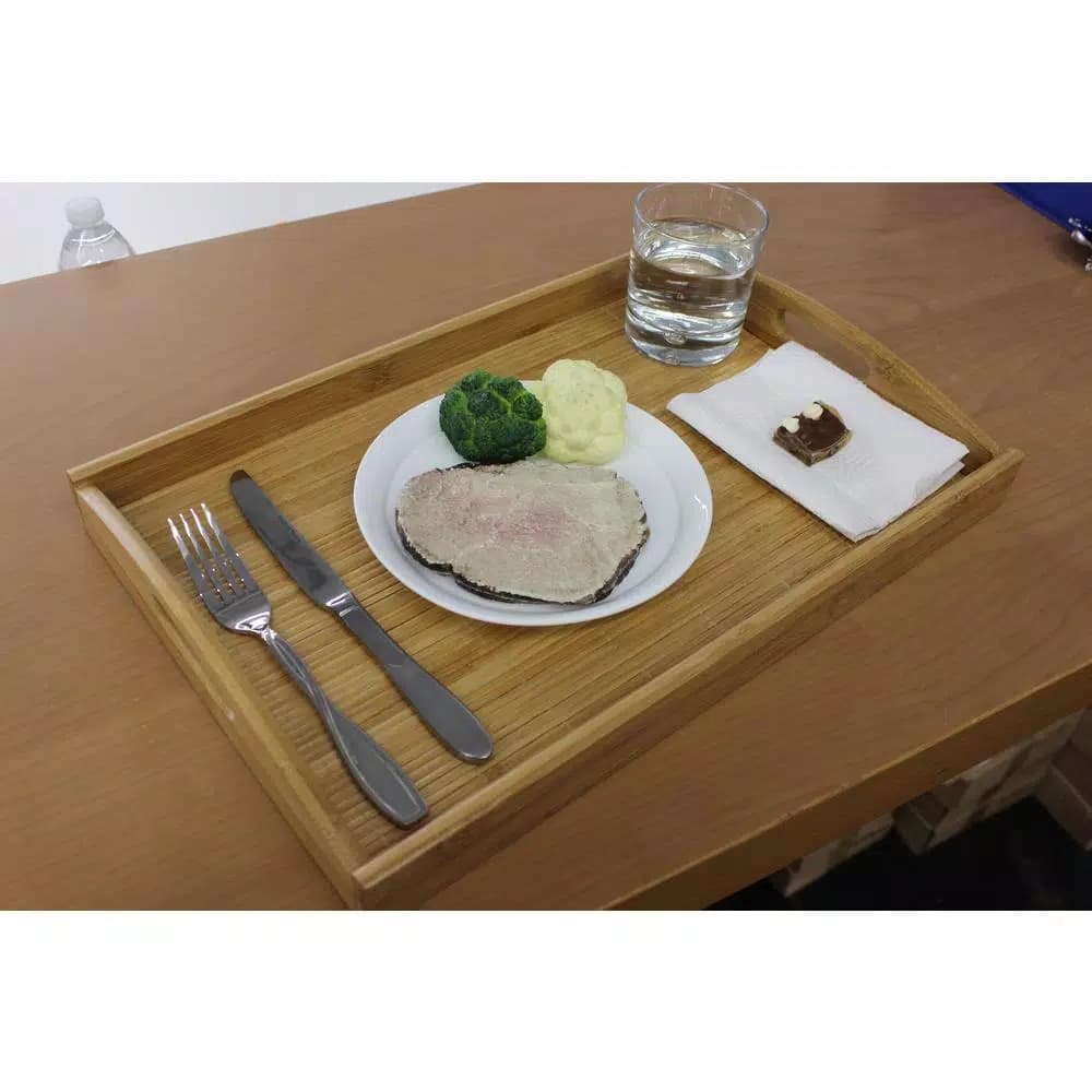 BergHOFF Eco-Friendly Bamboo Serving Tray, 17.5 in. Rectangle Tray for Breakfast in Bed and Coffee Tables