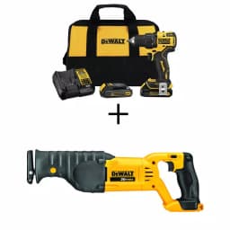 DEWALT 20V MAX ATOMIC Cordless Brushless 1/2 in. Drill/Driver & Reciprocating Saw Kit with (2) 1.3Ah Batteries thumbnail 1