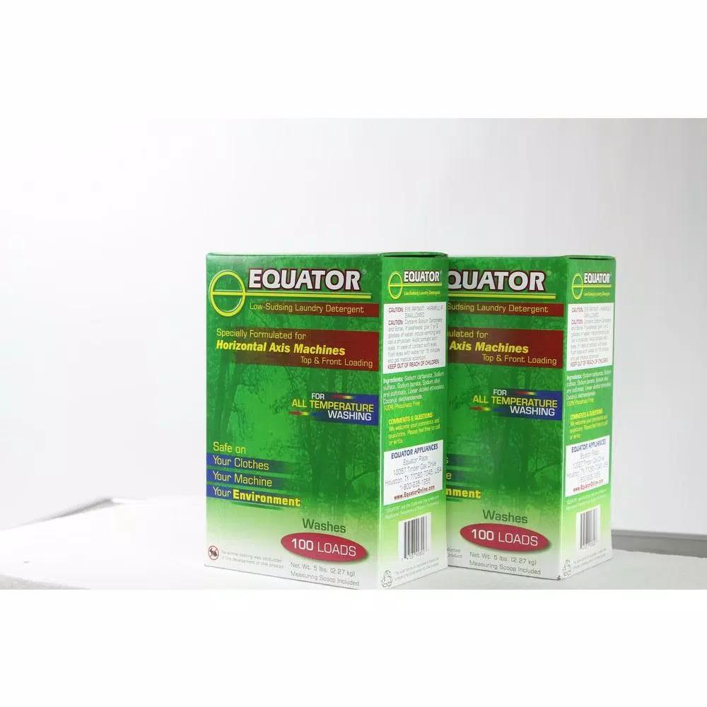 Equator HE Low Sudsing Laundry Detergent Powder, Ultra Concentrated, Dye & Fragrance Free (Pack of 2 Boxes)